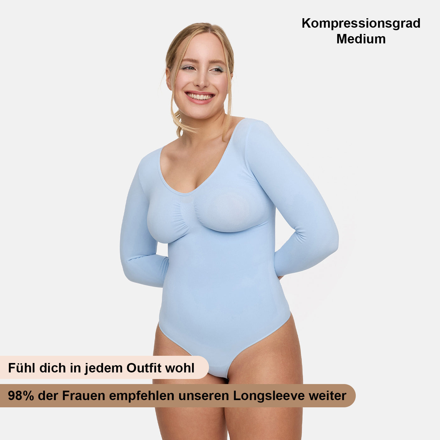 Bodysuit Sculpting Shapewear Longsleeve mit String - Secret Sale