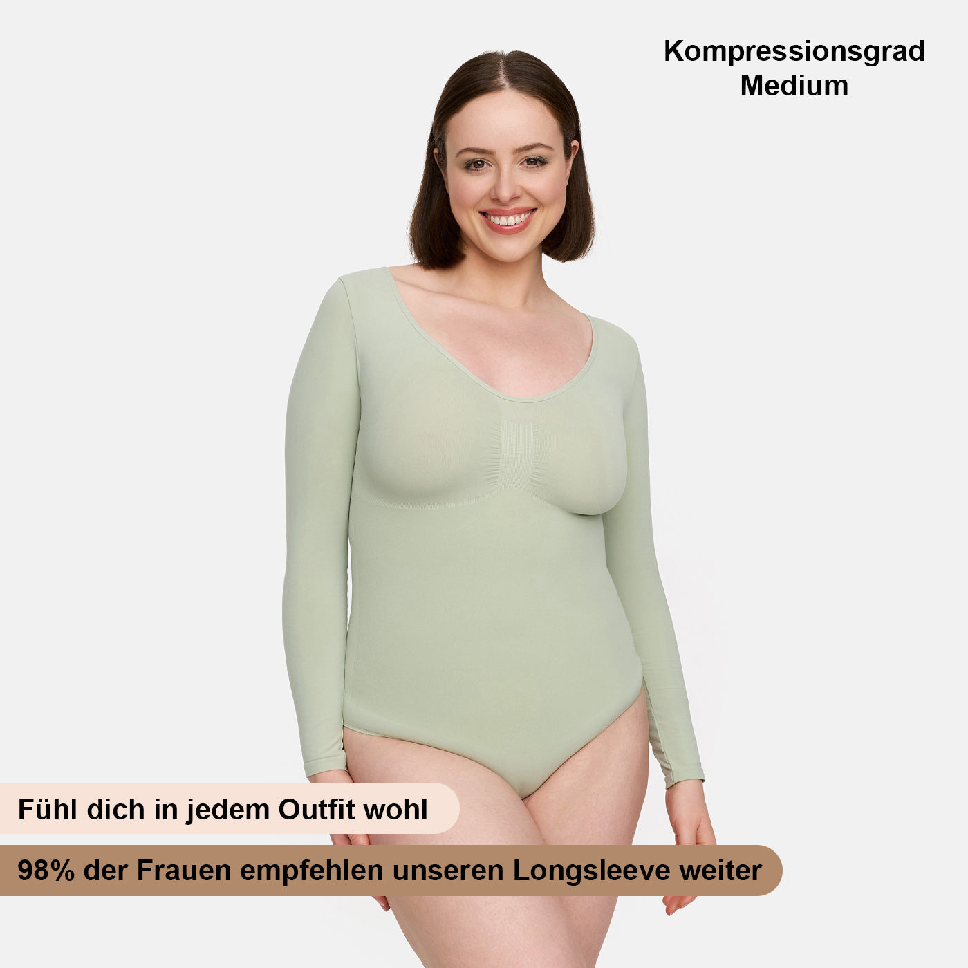 Bodysuit Sculpting Shapewear Longsleeve mit String - Secret Sale